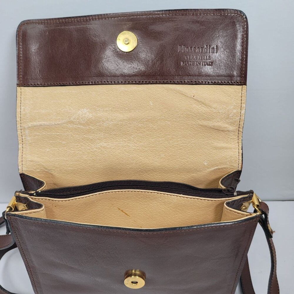 Moscardini Women's Brown Leather Crossbody Bag Made In Italy - Picture 7 of 12